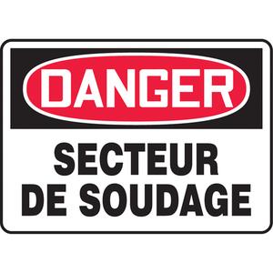 "Secteur de soudage" Sign - Plastic, 7", 10", Bolt-On, French, Specific Hazards, Danger; Secteur De Soudage