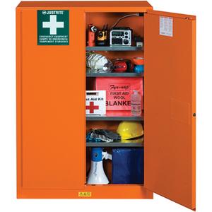 Emergency Preparedness Storage Cabinets - 65", 43", 18", 4, Orange, Steel, 350 lbs., 4