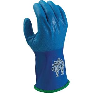 Atlas® TemRes Gloves - Large/9, 2X-Large/11, Non-Knit, Acrylic, Polyurethane/Nitrile, Full Dip, Fleece, Pair, 12, Blue