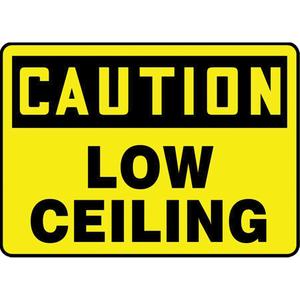 "Low Ceiling" Sign - Aluminum, 10", 14", Bolt-On, English, Industrial Traffic, Caution; Low Ceiling