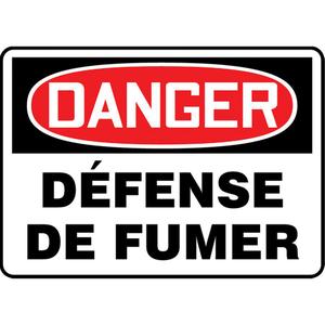 "Défense de fumer" Sign - Aluminum, 10", 14", Bolt-On, French, Smoking Control, Danger; Défense De Fumer