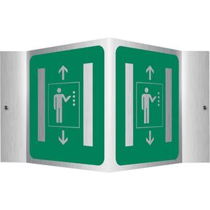 Elevator Projection™ Sign - Aluminum, 6", 5", Bolt-On, Pictogram, Housekeeping and Hygiene, Elevator Pictogram
