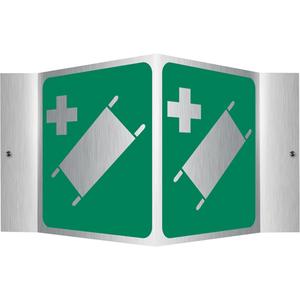First-Aid Stretcher Projection™ Sign - Aluminum, 6", 5", Bolt-On, Pictogram, First Aid, Stretcher Pictogram