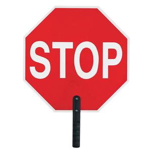 "Stop" Traffic Sign - Plastic, 18", 18", Bolt-On, English with Pictogram, Traffic, Stop/Stop