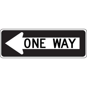 "One Way" Sign - Aluminum, 12", 36", Bolt-On, English with Pictogram, Traffic, Left One Way w/ Arrow Pictogram
