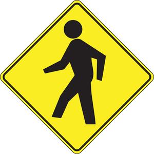 Pedestrian Traffic Sign - Aluminum, 24", 24", Bolt-On, Pictogram, Traffic, Pedestrian Crossing Pictogram