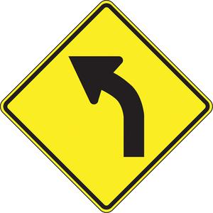 Curve Left Traffic Sign - Aluminum, 24", 24", Bolt-On, Pictogram, Traffic, Left Curve Pictogram