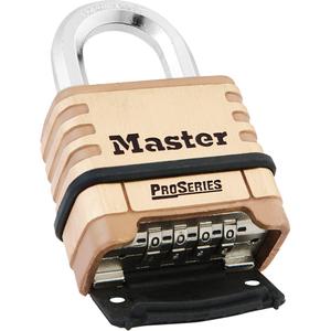 ProSeries® Padlock - Combination, 2-1/4", 3/8", 1-1/16", 15/16", Brass Coating, Boron Steel, Silver, Resettable, 3/8, 1.0625, 0.7 lbs., 1.1875"