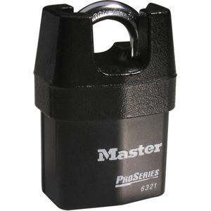 Shrouded Padlocks - Security Padlock, 2-3/8", 5/16", 3/4", 7/8", Laminated Steel, Boron Steel, Black, Keyed Different, 1.4 lbs., 1", 3/4, 7/8