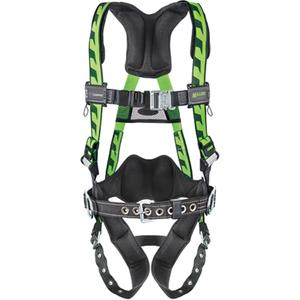 Miller® Aircore™ Harnesses - Work Positioning/Fall Arrest, AP, 400 lbs., Universal, Back - Side, Tongue Buckle, Quick-Connect, Lumbar Pad and Removable Belt
