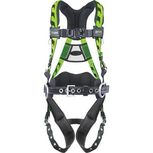 Miller® Aircore™ Harnesses - Work Positioning/Fall Arrest, AP, 400 lbs., Universal, Back - Side, Tongue Buckle, Quick-Connect, Lumbar Pad and Removable Belt