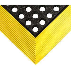 Industrial Worksafe® No. 476 Mats - 2', 3', 5/8", Black/Yellow, Natural Rubber, Wet/Dry, Drainage, Slotted, Anti-Fatigue Mat, 1 Year
