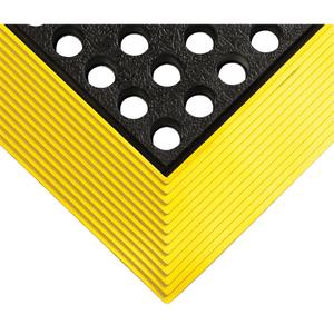 Industrial Worksafe® No. 476 Mats - 3', 4', 5', 5/8", Black/Yellow, Natural Rubber, Wet/Dry, Drainage, Slotted, Anti-Fatigue Mat, 1 Year