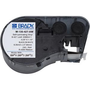 Label Maker Cartridge - Vinyl, Black, White, BMP® 51/BMP® 53/BMP® 41, Permanent, '-40°F to 158°F (-40°C to 70°C)