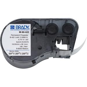 Label Maker Cartridge - Polyester, Black, White, BMP® 51/BMP® 53/BMP® 41, Permanent, '-40°F to 212°F (-40°C to 100°C)