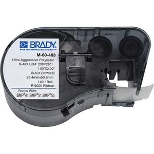 Label Maker Cartridge - Polyester, Black, White, BMP® 51/BMP® 53/BMP® 41, Permanent, '-40°F to 248°F (-40°C to 120°C)