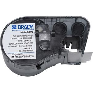 Heat-Shrink Wire Marker Cartridge - Vinyl, White, 1.25", 1", BMP® 51/BMP® 53/BMP® 41, Self-Laminating Wire Marker, '-40°F to 158°F (-40°C to 70°C)