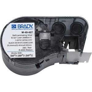 Heat-Shrink Wire Marker Cartridge - Vinyl, White, 1", 1", BMP® 51/BMP® 53/BMP® 41, Self-Laminating Wire Marker, '-40°F to 158°F (-40°C to 70°C)