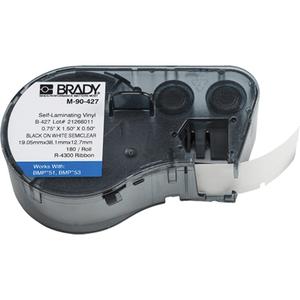 Heat-Shrink Wire Marker Cartridge - Vinyl, White, 1.5", 0.75", BMP® 51/BMP® 53/BMP® 41, Self-Laminating Wire Marker, '-40°F to 158°F (-40°C to 70°C)