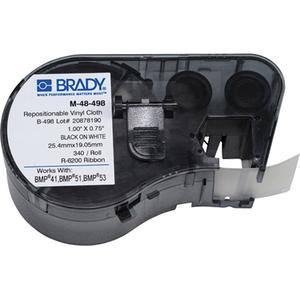 Heat-Shrink Wire Marker Cartridge - Vinyl, White, 1", 0.75", BMP® 51/BMP® 53/BMP® 41, Repositionable Label, '-40°F to 175°F (-40°C to 80°C)