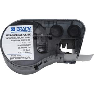 Label Maker Cartridge - Vinyl, Black, Clear, BMP® 51/BMP® 53/BMP® 41, Continuous Label Tape, '-40°F to 180°F (-40°C to 82°C)