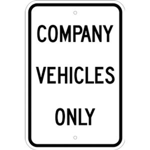 "Company Vehicles Only" Designated Parking Sign - Aluminum, 18", 12", Bolt-On, English, Traffic/Industrial Traffic, Company Vehicles Only