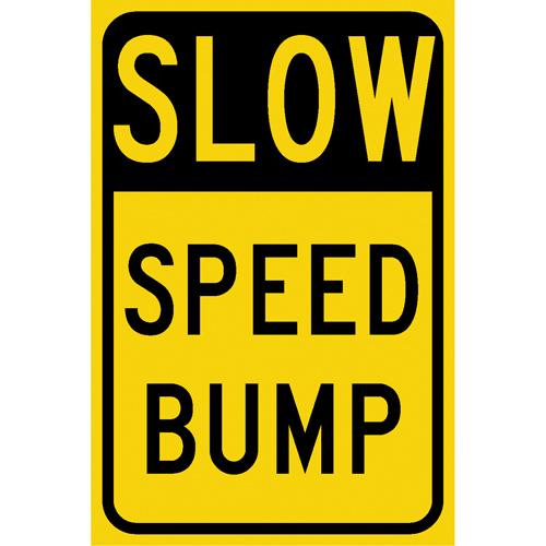 "Speed Bump" Sign - Vinyl, 18", 12", Adhesive, English, Traffic, Caution Speed Bump