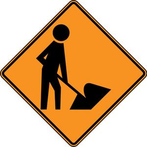 Men at Work Rigid Construction Sign - Aluminum, 30", 30", Bolt-On, Pictogram, Construction, Construction Pictogram