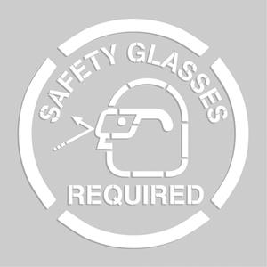 Floor Marking Stencils - Safety Glasses Required - Plastic, 20" x 20", Pictogram, Message