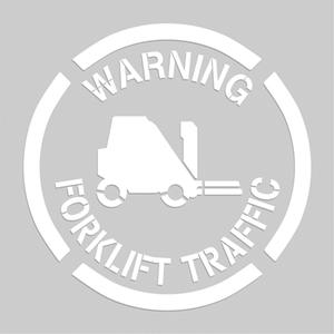 Floor Marking Stencils - Warning Forklift Traffic - Plastic, 20" x 20", Pictogram, Message