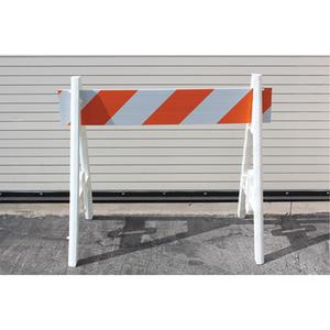 Barricades - A-Frame, Plastic, White/Orange, 40", 48", White, 1, Engineer-Grade Reflective Sheeting