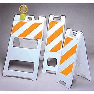 Barricades - Folding, Plastic, White/Orange, 36", 13", 2, 12", 24", Engineer-Grade Reflective Sheeting