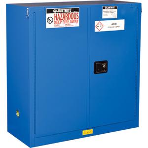 ChemCor® Lined Hazardous Material Safety Cabinets - 30 gal., 45 gal., 60 gal., 43", 18", 44", 1, 2, Self-Closing, FM, Royal Blue, 1, Steel, 39.625 x 39.5 x 14.562