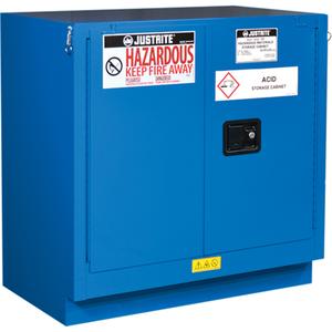ChemCor® Lined Hazardous Material Undercounter Safety Cabinets - 22 gal., 35", 22", 35", 1, 2, Self-Closing, FM, Royal Blue, 1, Steel, 27.375 x 31.75 x 18.75