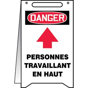 "Personnes travaillant en haut" Fold-Ups™ Sign - 20", French, Plastic, Upright
