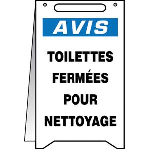 "Toilettes fermée pour nettoyage" Fold-Ups™ Sign - 20", French, Plastic, Upright