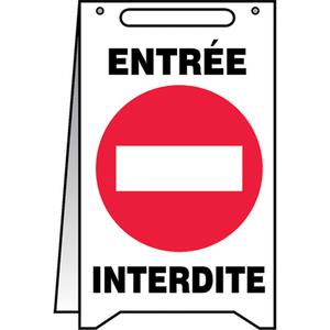 "Entrée interdite" Fold-Ups™ Sign - 20", French with Pictogram, Plastic, Upright, 12"