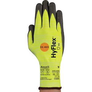 HyFlex® 11-423 Cut-Resistant Gloves - 7, 11, 13, Glass Fibre, Nitrile/Polyurethane, Dipped Palm, ASTM ANSI Level A2/EN 388 Level B, EN 388 Level 4/ANSI/ISEA 105 Level 4, EN 388 Level 4, EN 388 Level 2/ANSI/ISEA 105 Level 3