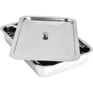 Instrument Tray with Cover - 12", 8", 2-1/2", Stainless Steel, Non-Medical