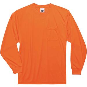 GloWear 8091 Non-Certified Long Sleeve T-Shirt - High Visibility Orange, Small, Medium, Large, X-Large, 2X-Large, 3X-Large, 4X-Large, 5X-Large, Polyester, None