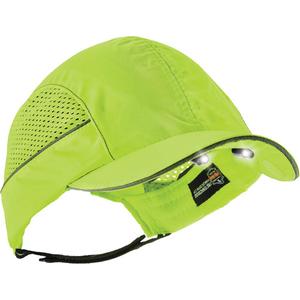 Skullerz® 8960 Long Brim Bump Cap with LED Lighting - None, High Visibility Lime Green
