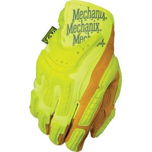 High-Visibility Heavy-Duty Mechanic's Impact Gloves - Small/8, 12, Synthetic, Yellow, EN 388 Level 2, EN 388 Level 1, EN 388 Level 3