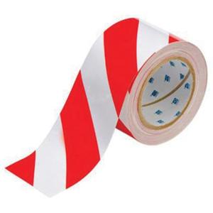 ToughStripe® Floor Marking Tape - Red and White, Polyester, 3", 100'