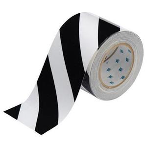 ToughStripe® Floor Marking Tape - Black and White, Polyester, 4", 100'