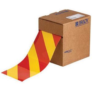 ToughStripe® Floor Marking Tape - Red and Yellow, Polyester, 4", 100'