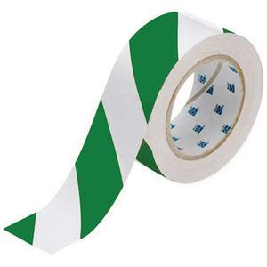 ToughStripe® Floor Marking Tape - Green and White, Polyester, 2", 100'