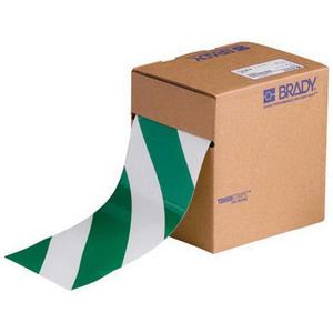 ToughStripe® Floor Marking Tape - Green and White, Polyester, 4", 100'