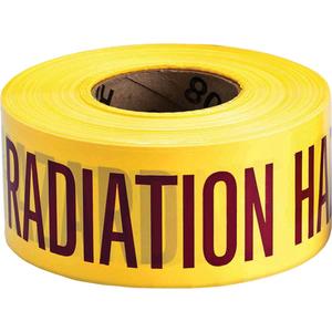 Barricade Tape - 3 mils, 1000', 3", Magenta on Yellow, English, Caution Radiation Hazard