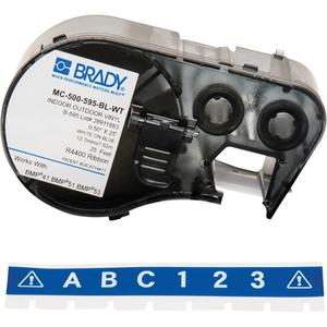 Label Maker Cartridge - Vinyl, White, Blue, 0.5", BMP® 51/BMP® 53/BMP® 41, Indoor/Outdoor, Gloss, 25'