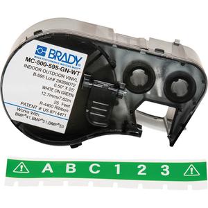 Label Maker Cartridge - Vinyl, White, Green, 0.5", BMP® 51/BMP® 53/BMP® 41, Indoor/Outdoor, Gloss, 25'